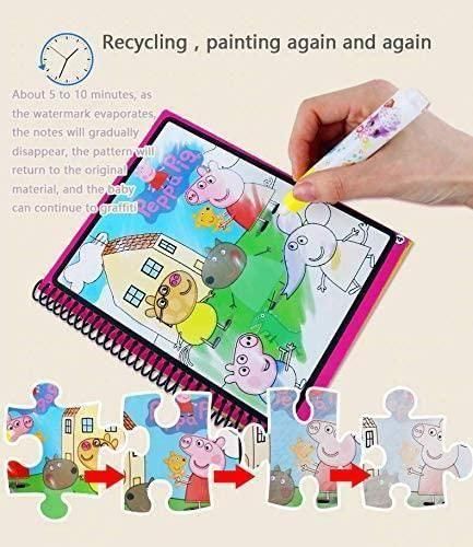 Reusable Magic Water Quick Dry Book Water Coloring Book Doodle with Magic Pen Painting Board for Children Education Drawing Pad (Multi Color, 4 Books) - Cheap bazar