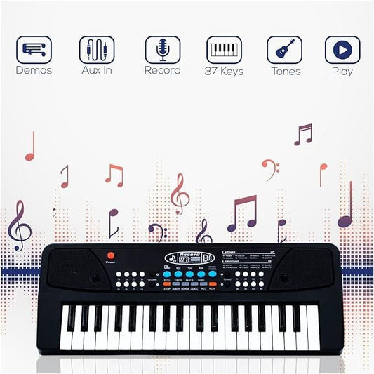 37 Keys Piano Keyboard Toy with Microphone, USB Power Cable & Sound Recording Function Analog Portable Keyboard - Cheap bazar