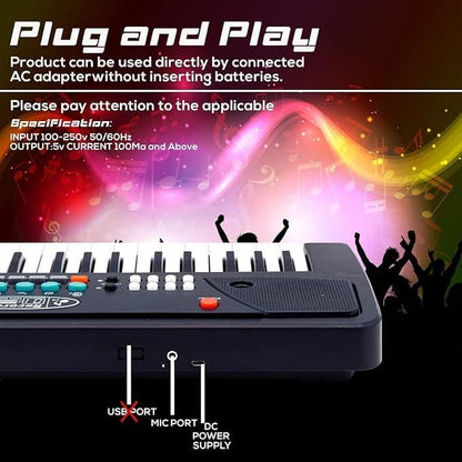 37 Keys Piano Keyboard Toy with Microphone, USB Power Cable & Sound Recording Function Analog Portable Keyboard - Cheap bazar