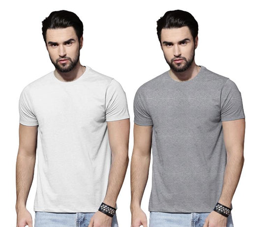 Cotton Solid Half Sleeves Mens Round Neck T-Shirt Pack Of 2 - Cheap bazar