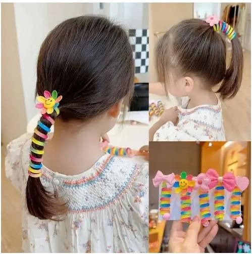 Girl Curly Bands Ponytail Holder Colorful Elastic Spiral Hair Bands for kids (10pcs) - Cheap bazar