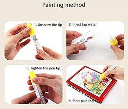 Reusable Magic Water Quick Dry Book Water Coloring Book Doodle with Magic Pen Painting Board for Children Education Drawing Pad (Multi Color, 4 Books) - Cheap bazar