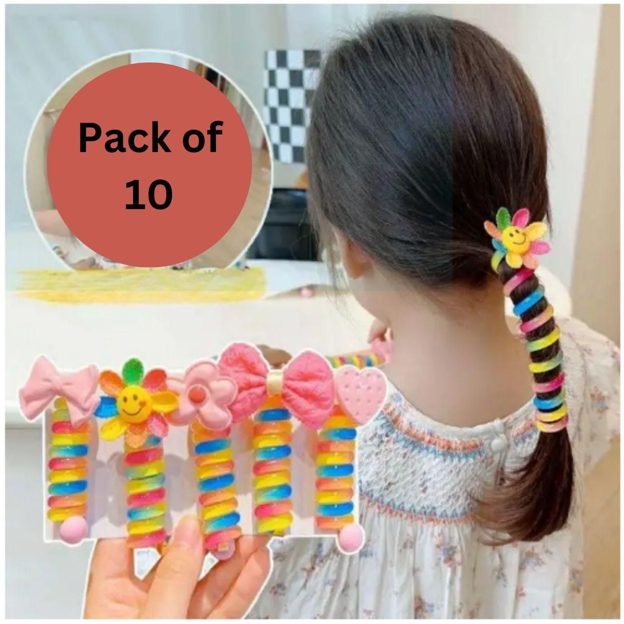 Girl Curly Bands Ponytail Holder Colorful Elastic Spiral Hair Bands for kids (10pcs) - Cheap bazar