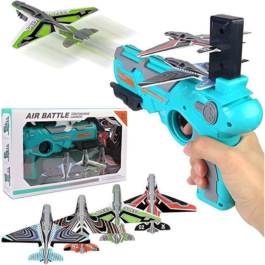 Airplane Launcher Toy Catapult Aircrafts Gun with 4 Foam Planes - Cheap bazar