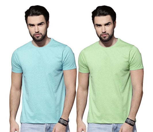 Cotton Solid Half Sleeves Mens Round Neck T-Shirt Pack Of 2 - Cheap bazar