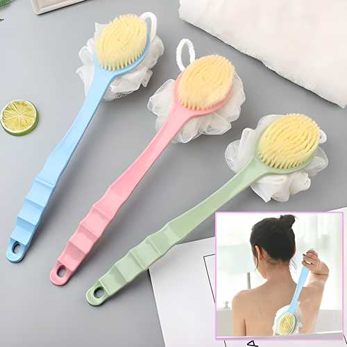 Arcreactor Zone 2 IN 1 loofah with handle, Bath Brush, back scrubber, Bath Brush with Soft Comfortable Bristles And Loofah with handle, Double Sided Bath Brush Scrubber for bathing(Pack of 2) - Cheap bazar