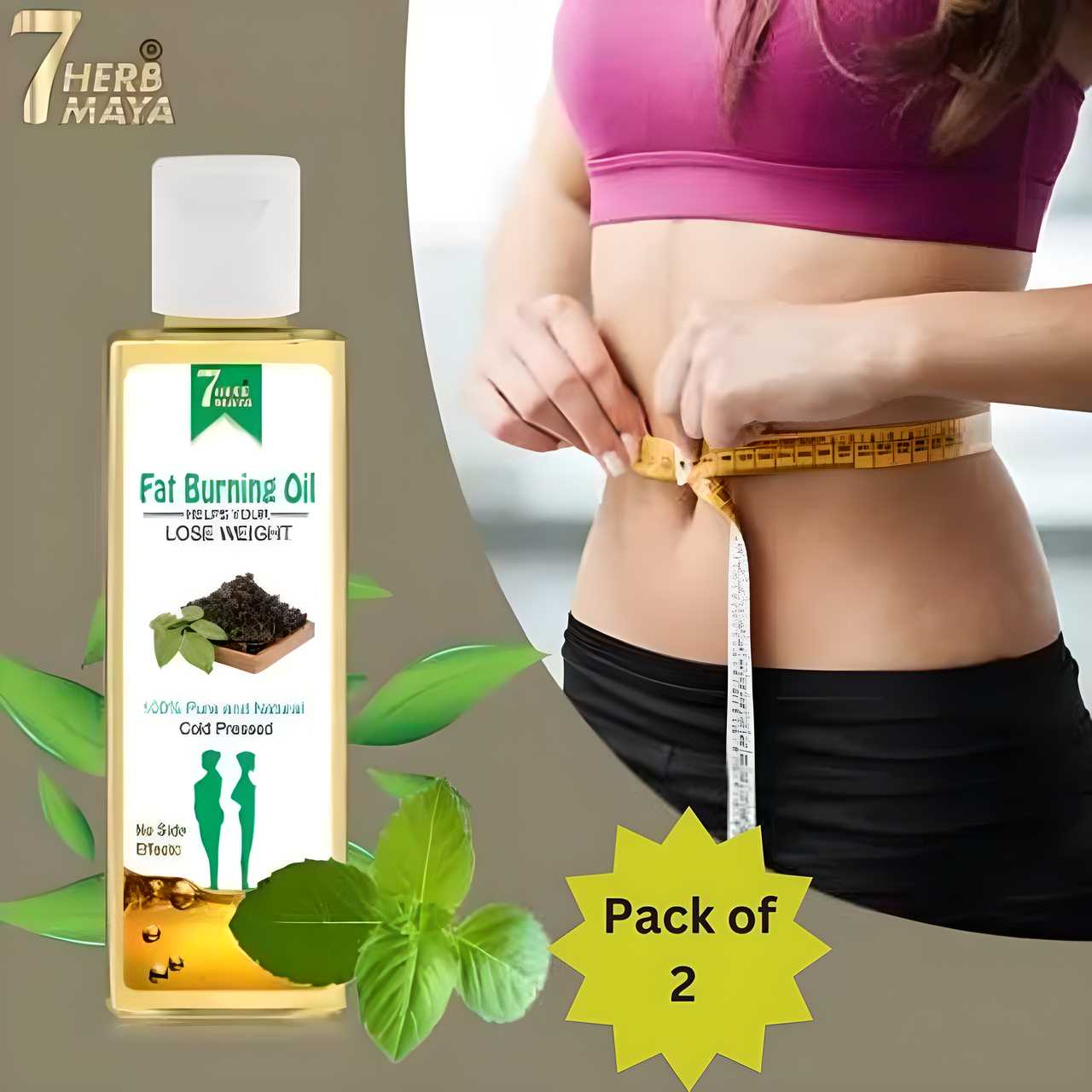 7Herbmaya Fat Burning Oil, Slimming oil, Fat Burner, Anti Cellulite & Skin Toning Slim Oil (Pack of 2) - Cheap bazar