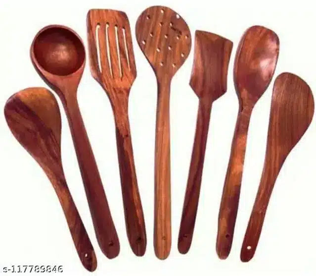 Wooden Kitchen Tools (Brown, Set of 7)